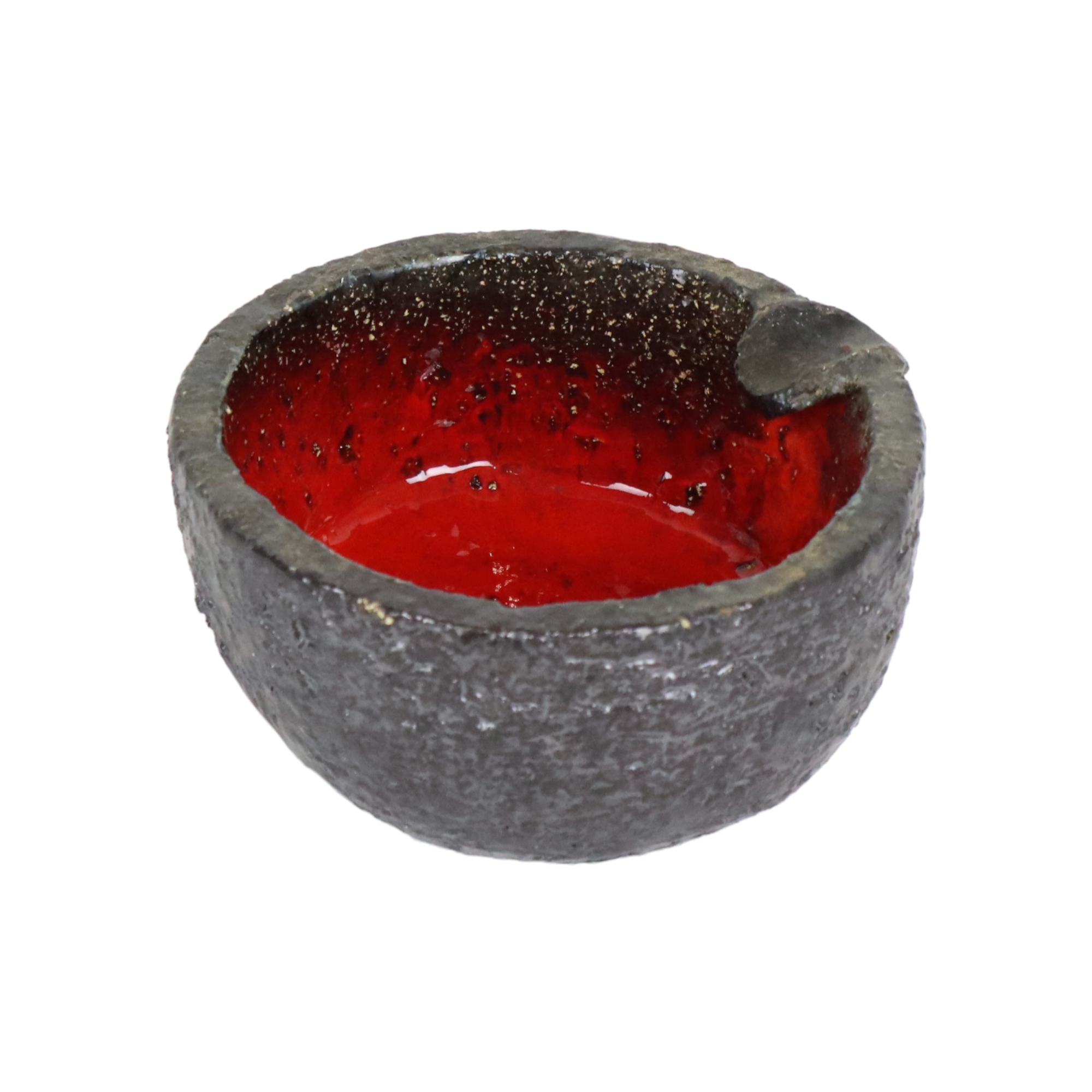 Fat Lava Pottery Ceramic Ashtray Bright Red Plem Vintage 13cm