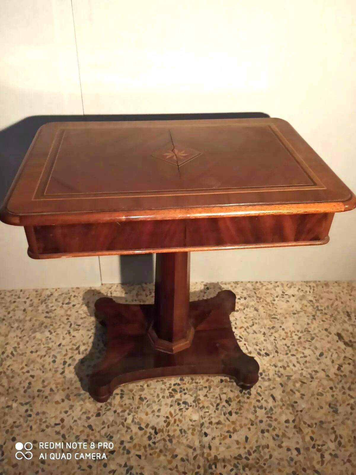 Work table desk 19th century inlaid walnut maple rosewood