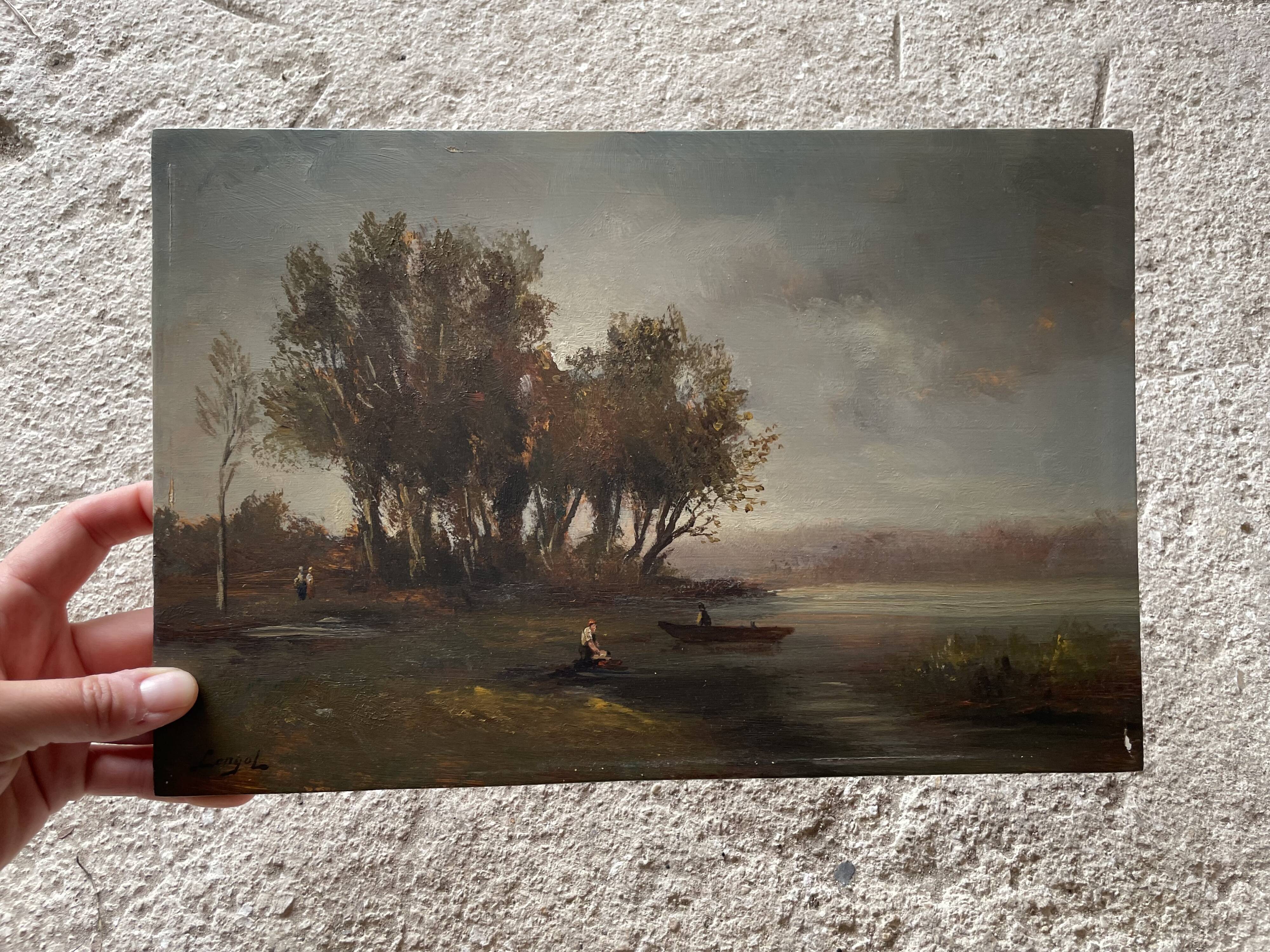 Old oil on panel signed Longol