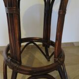 Set of 2 swivel bar stools / chairs - wood - cane - rattan - 80s
