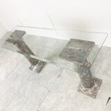 Vintage marble column console table Italy, 1960s