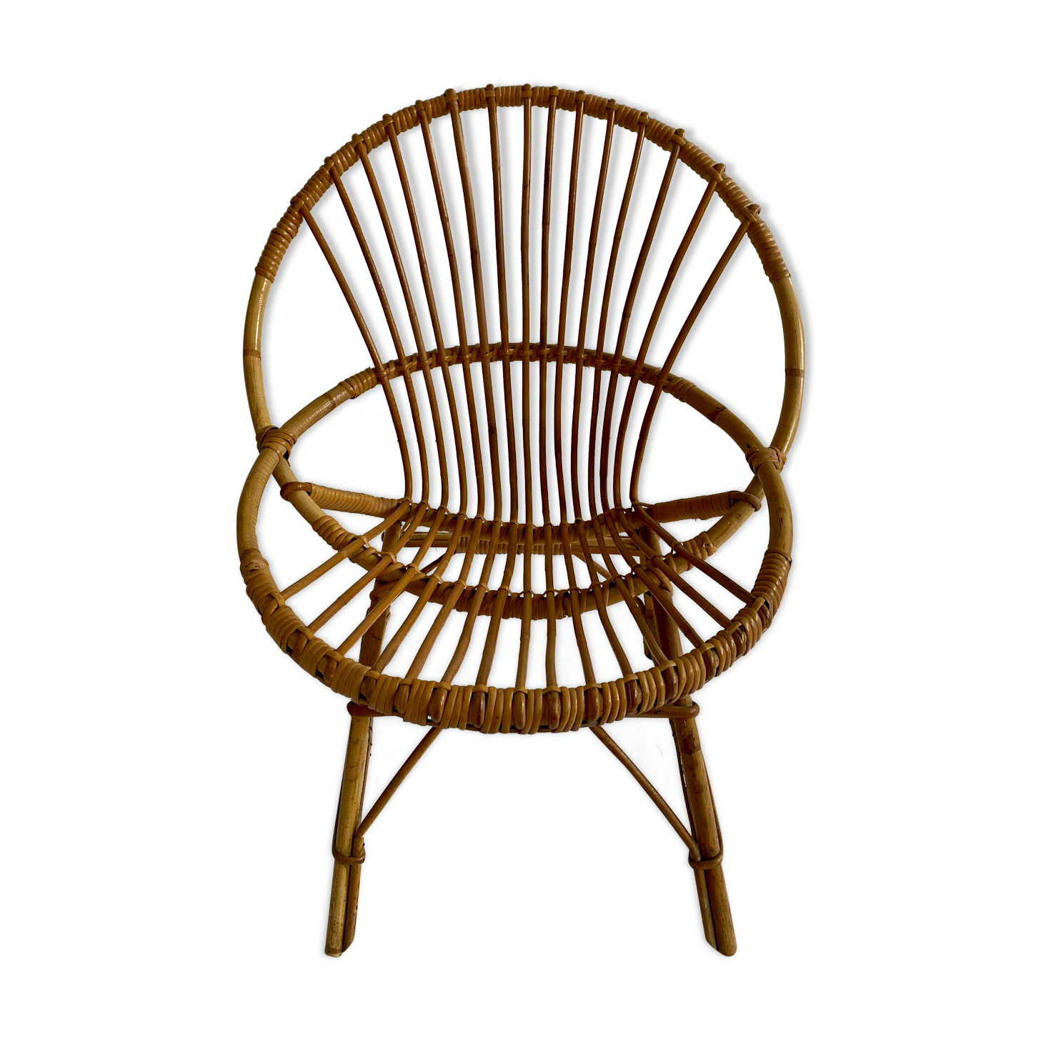 Adult-sized rattan shell chair