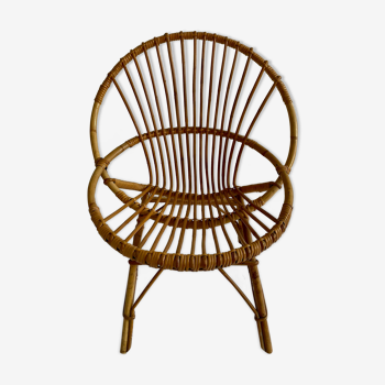 Adult-sized rattan shell chair