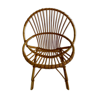 Adult-sized rattan shell chair