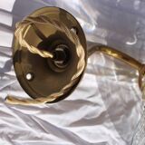 Holophane glass and brass wall light