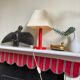 Scandinavian lamp in vintage red painted wood 90s