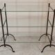 Beautiful Console 60'S feet wrought iron trestles with 3 TBEG glass trays