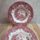 2 vintage deep plates in red Toile de Jouy by Grindley Homeland Staffordshire England.