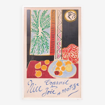 Affiche vintage originale de voyage d'Henri Matisse pour Nice France Créée en 1947