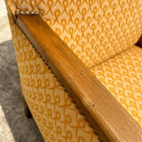 Art deco armchair in wood and fabric