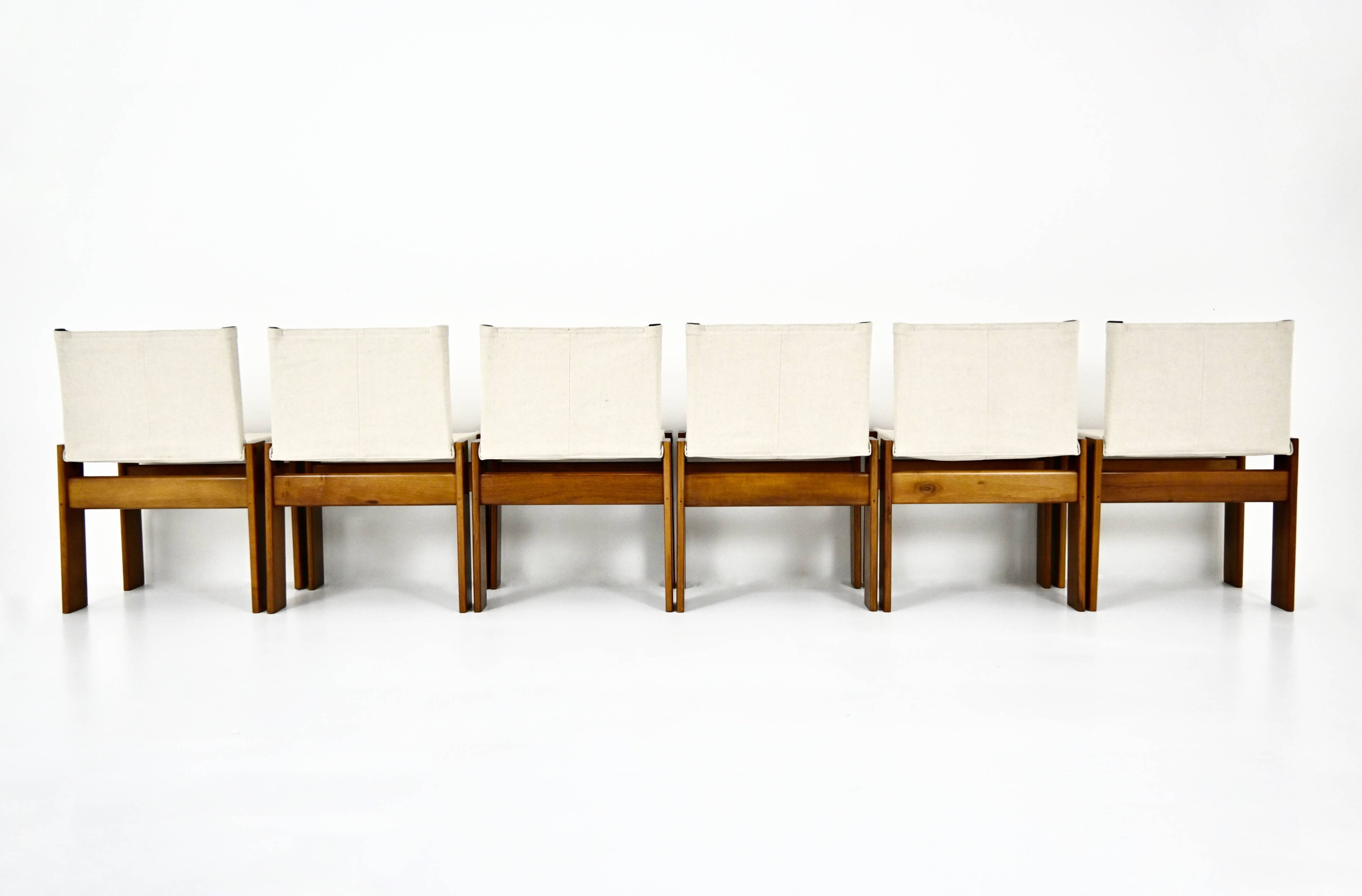 Set of 6 Monk Chairs by Afra & Tobia Scarpa for Molteni, 1970s