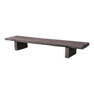 Antique wooden low wabi-sabi style plank coffee table
