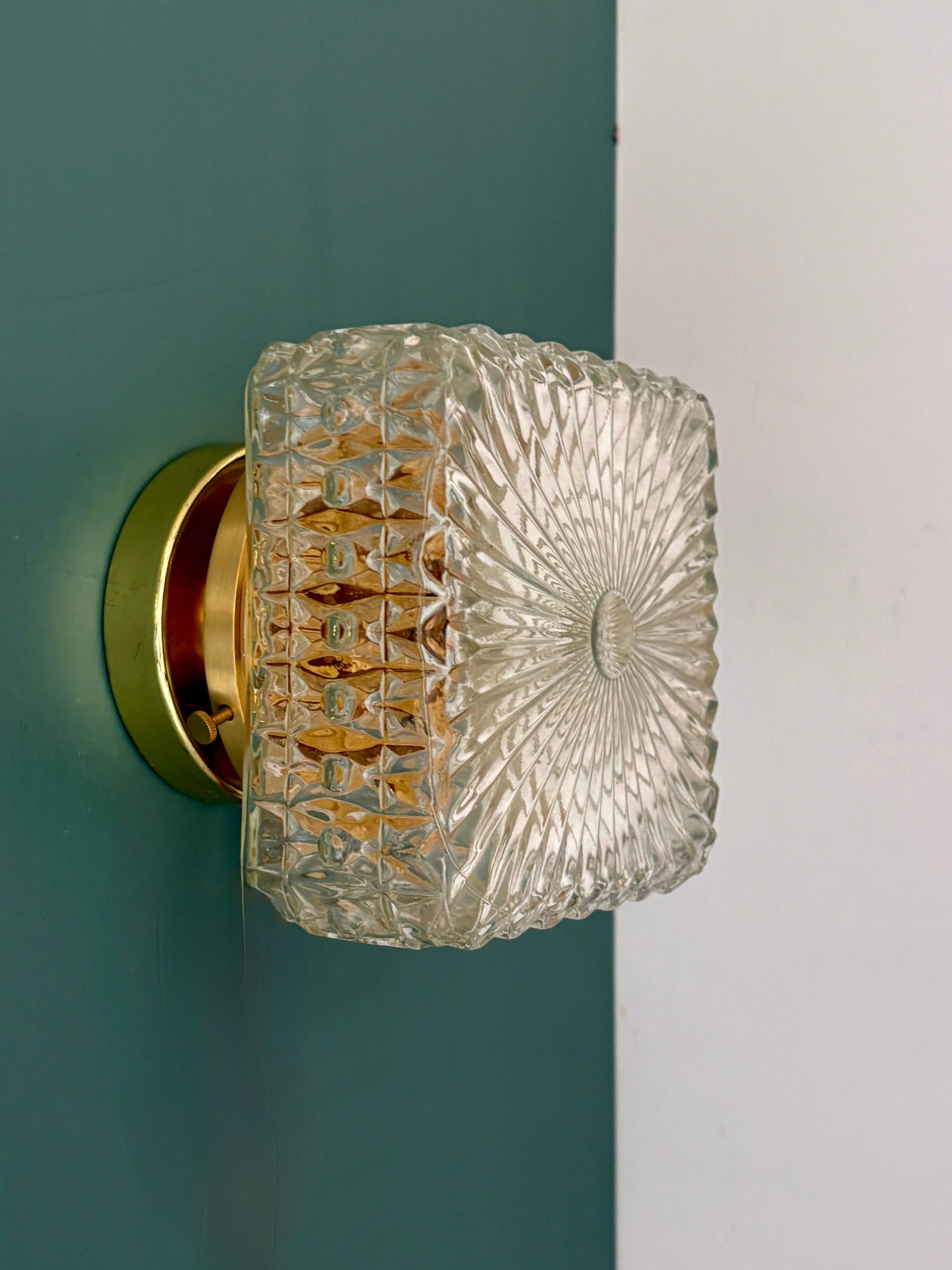 Vintage square glass globe wall/ceiling light.