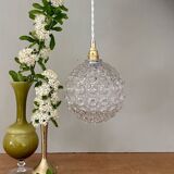 Vintage molded glass globe pendant light