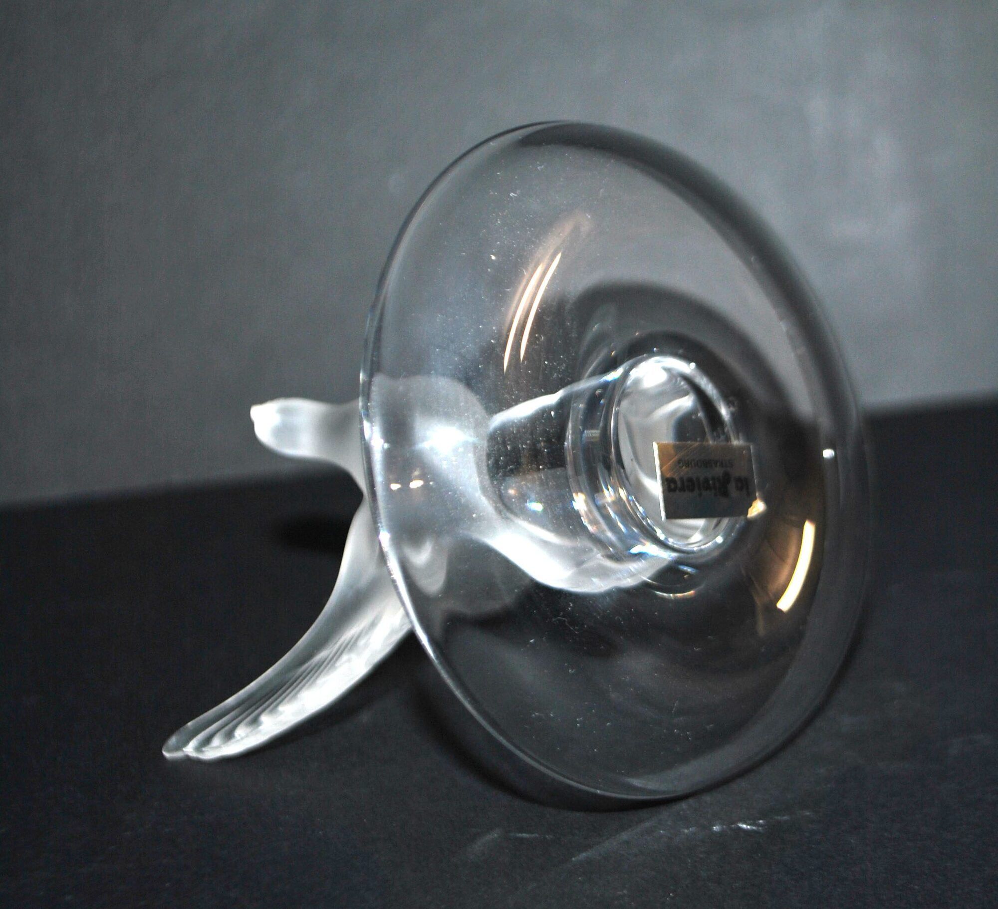 Lalique ashtray dish bird dove in frosted crystal and signed