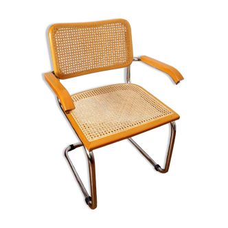 Fauteuil B64 en bois et cannage d'après Marcel Breuer