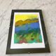 Aquarelle paysage signée sous-verre vintage