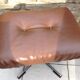 Foot rest ottoman vintage faux leather Brown years 70
