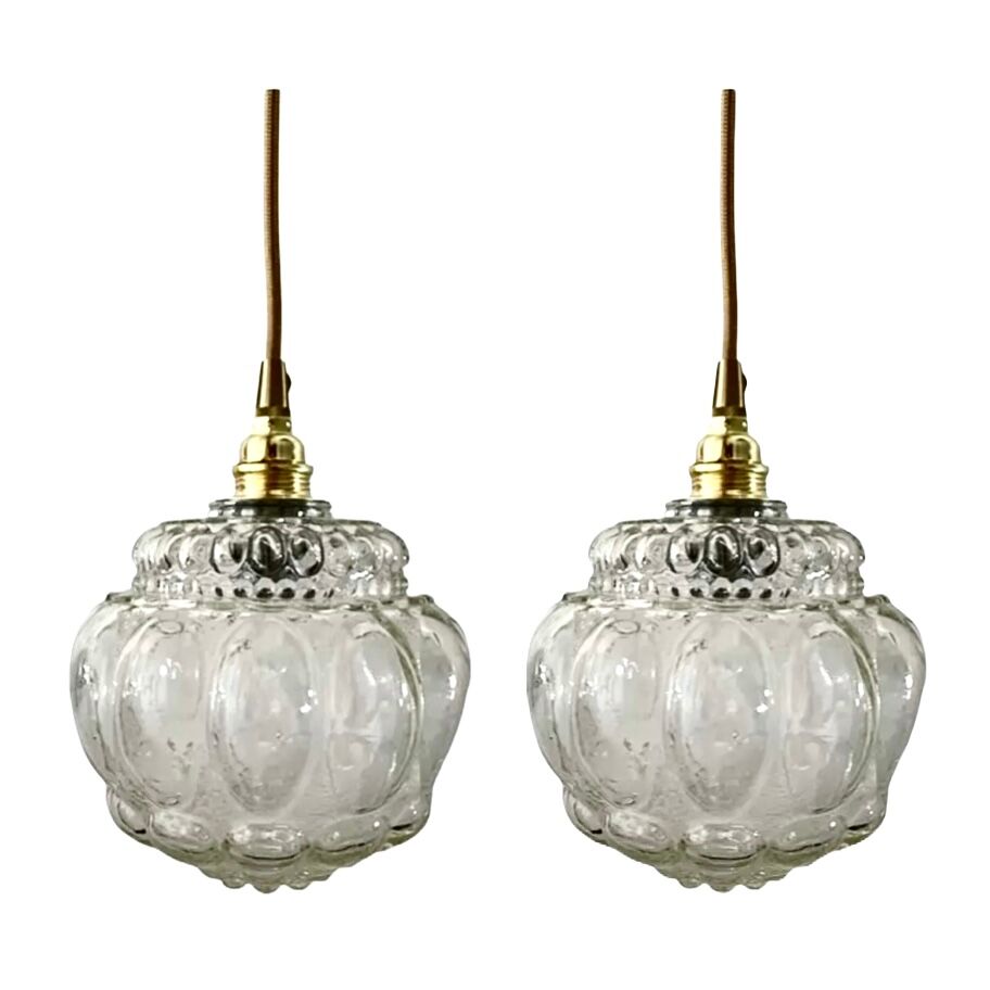 Set of two new electrified bubble globe lamps
