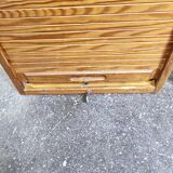 30s Industrial Tambour-Front Oak Cabinet, Portable Form