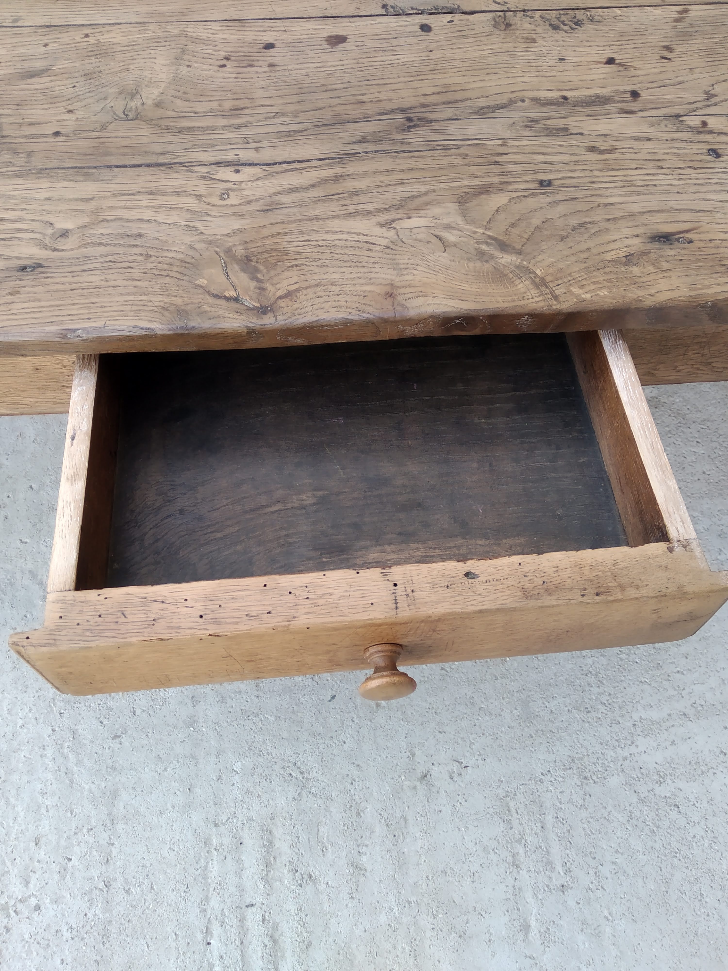 Farmhouse coffee table with solid wood drawer