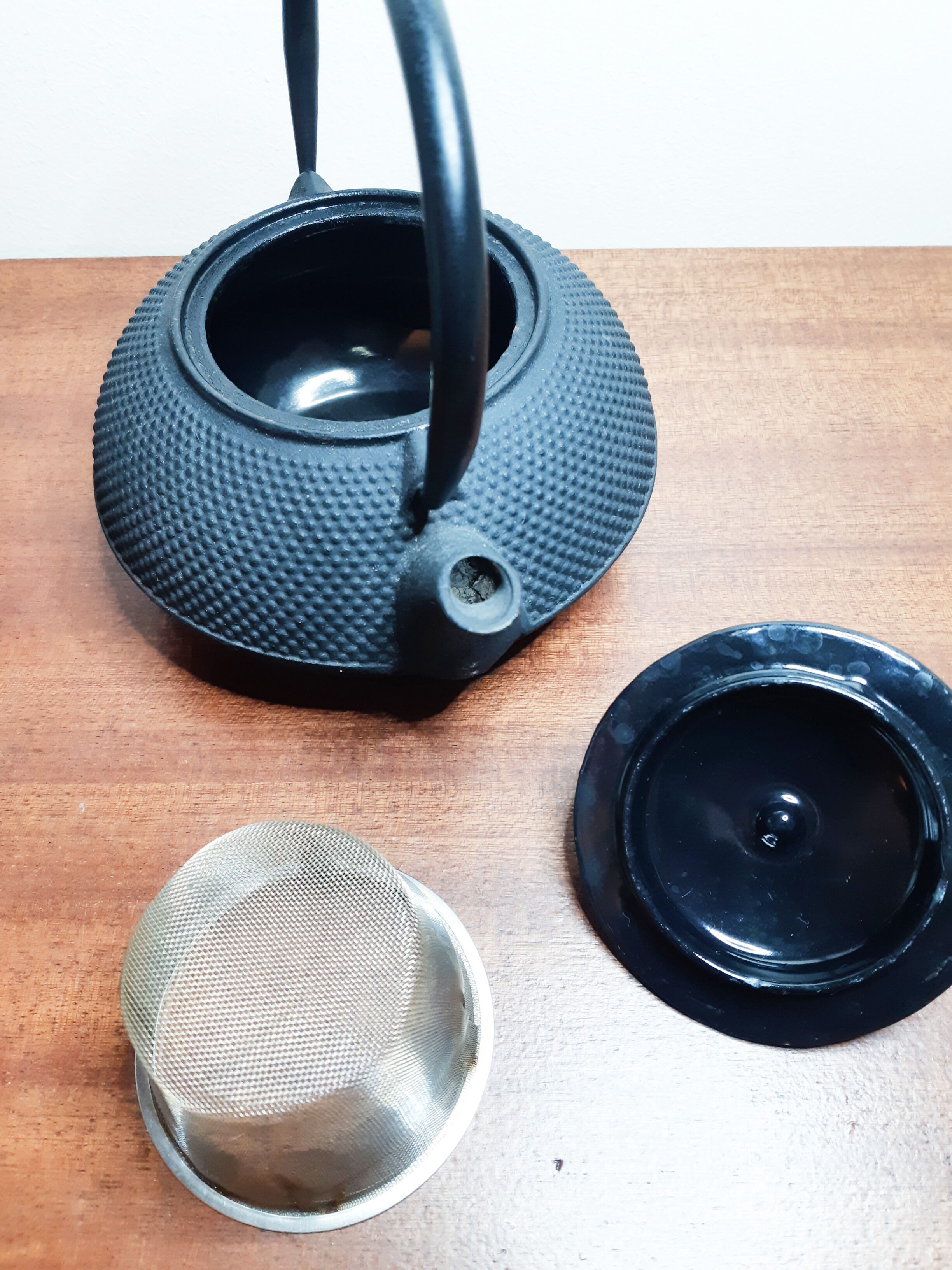 Japanese teapot in black cast iron