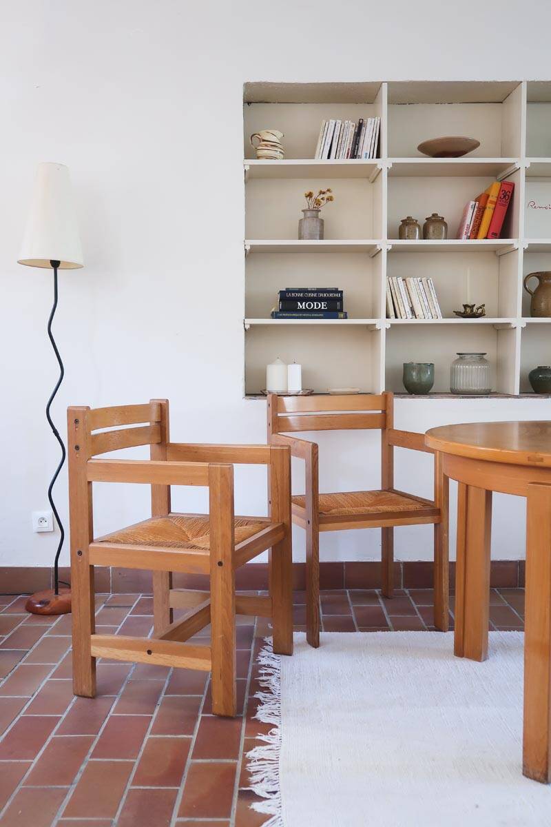 Vintage straw armchair