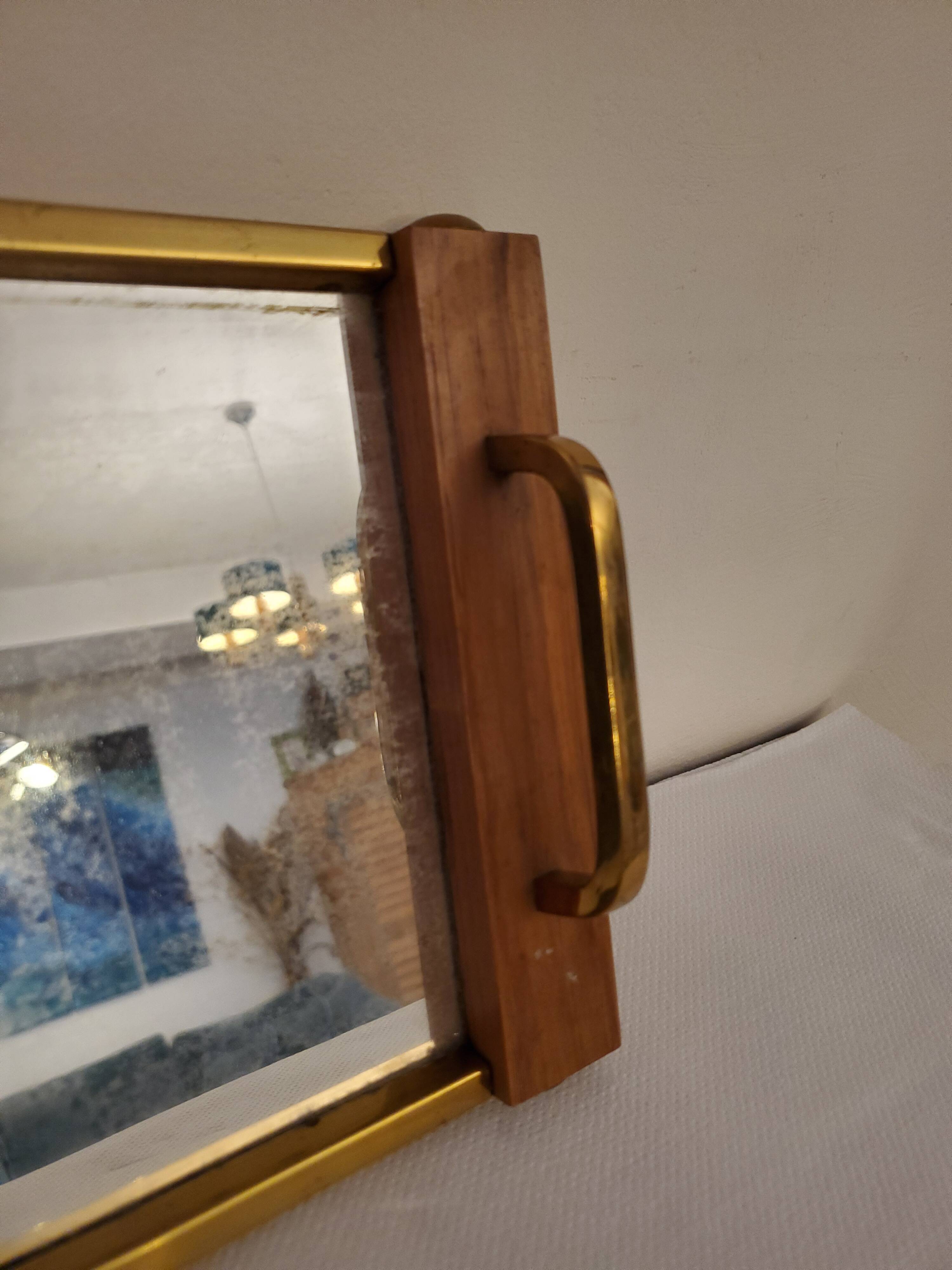 Mirror top 50's wood and brass