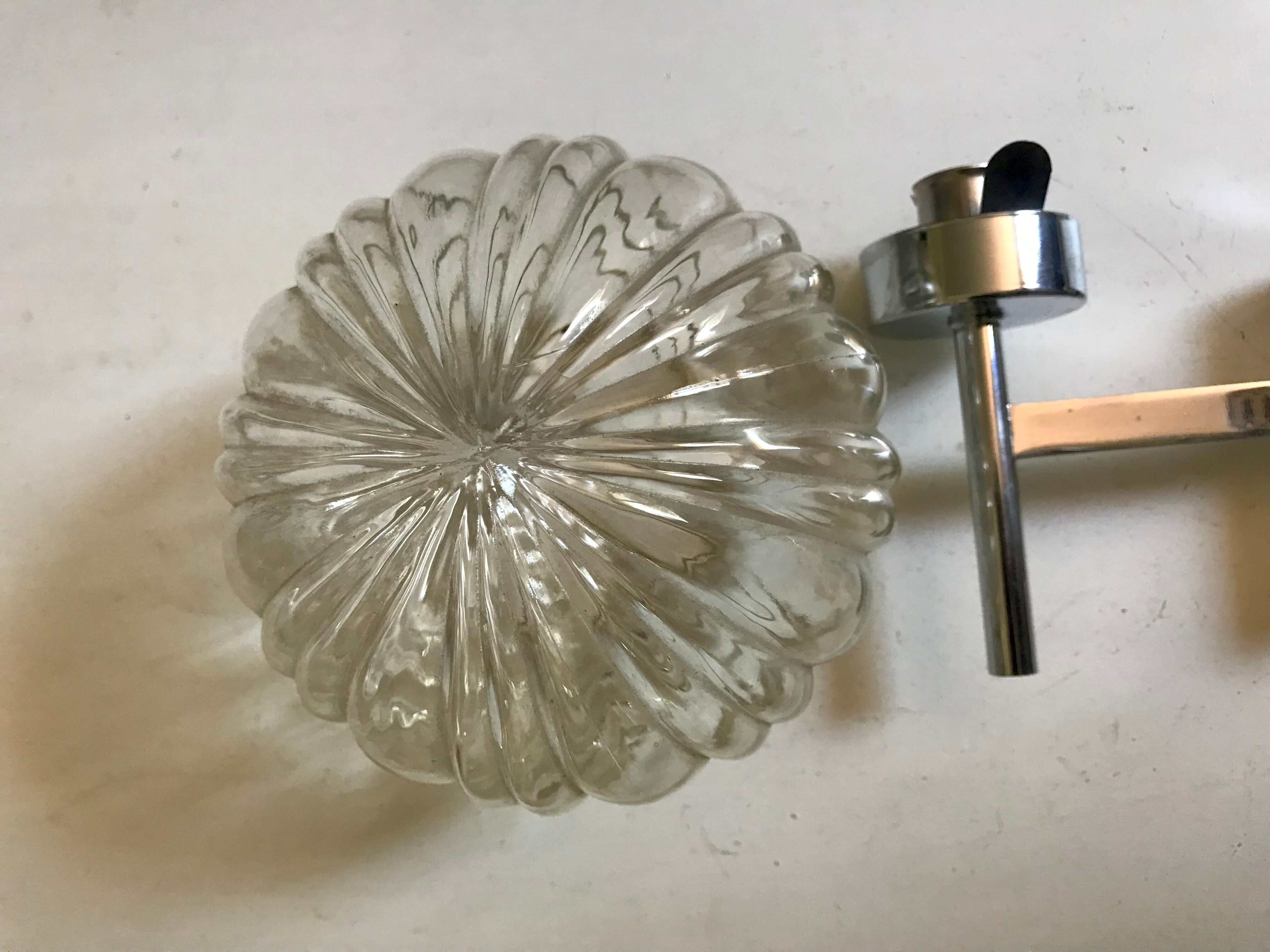 Chrome and vintage glass sconce