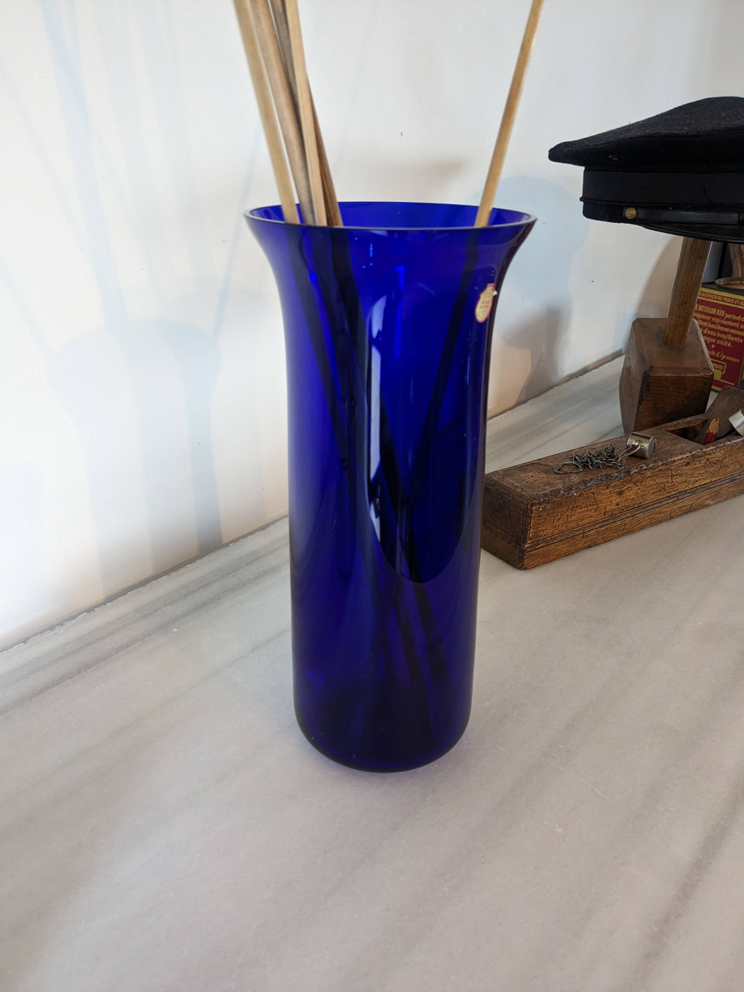 Bohemian vase in cobalt blue glass