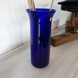 Bohemian vase in cobalt blue glass