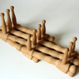Extendable wooden coat rack with 10 hooks, vintage from the 1970s