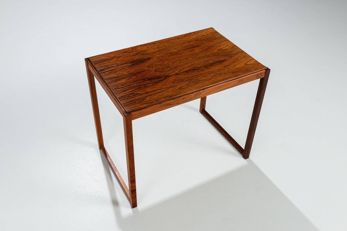 Sled legged pair of rosewood side tables mid-century Denmark 1960