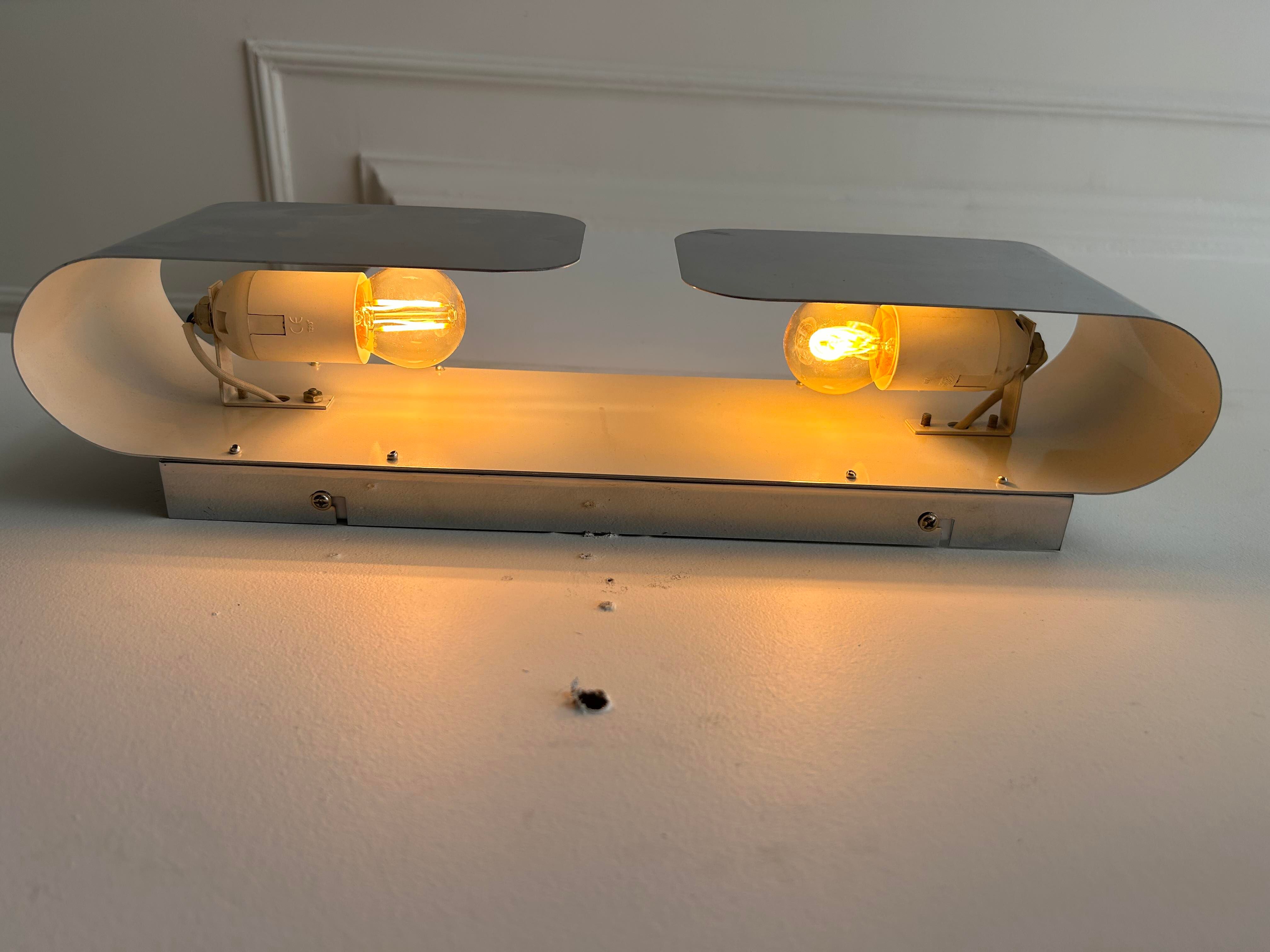 Vintage chromed metal wall lamp, France 1980