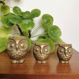 Trio of brass owls
