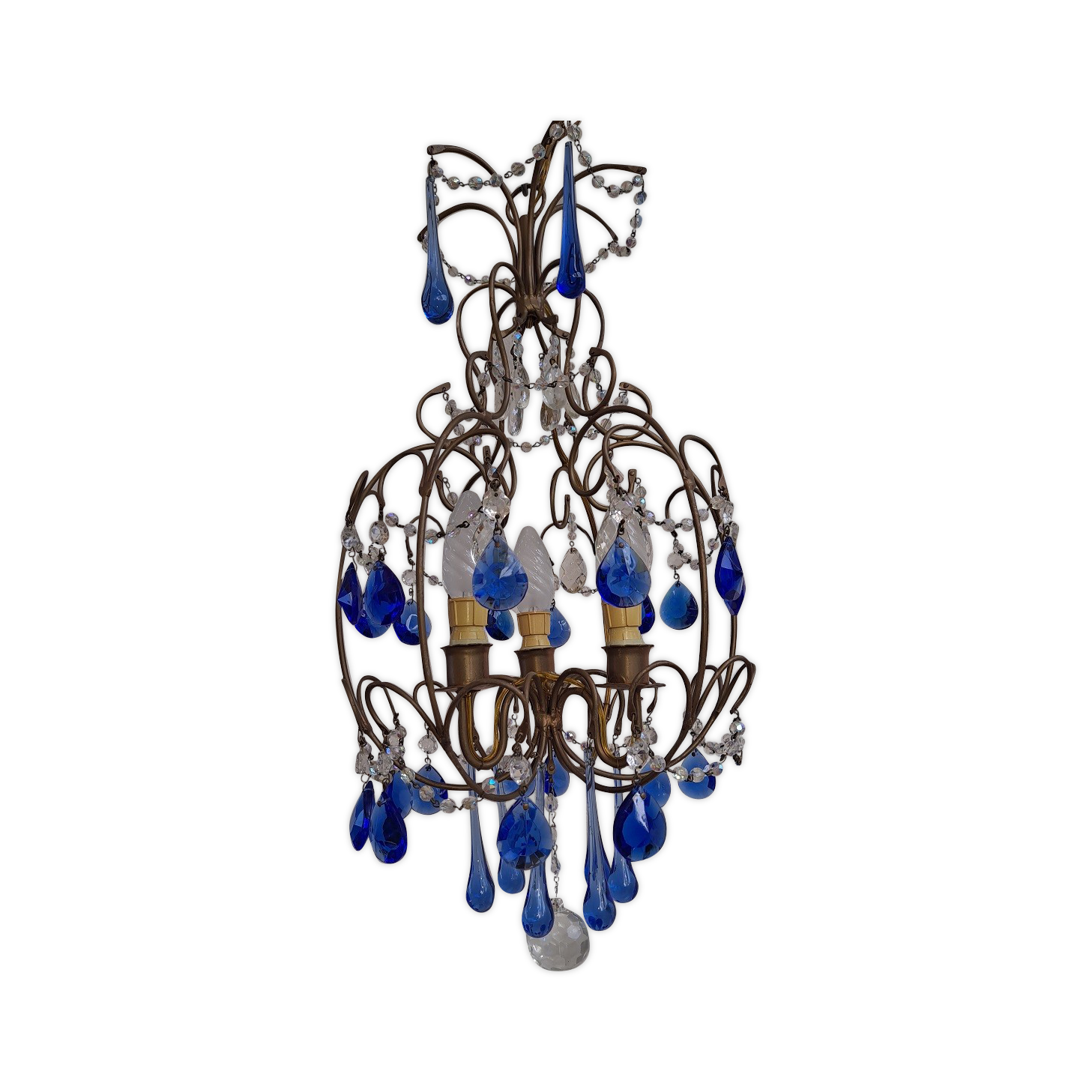 Vintage italian cage chandelier c1940