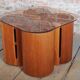 Mid-Century Modern Nesting Table in Oak and Smoked Glass, Czech, 1960s, Set of 5