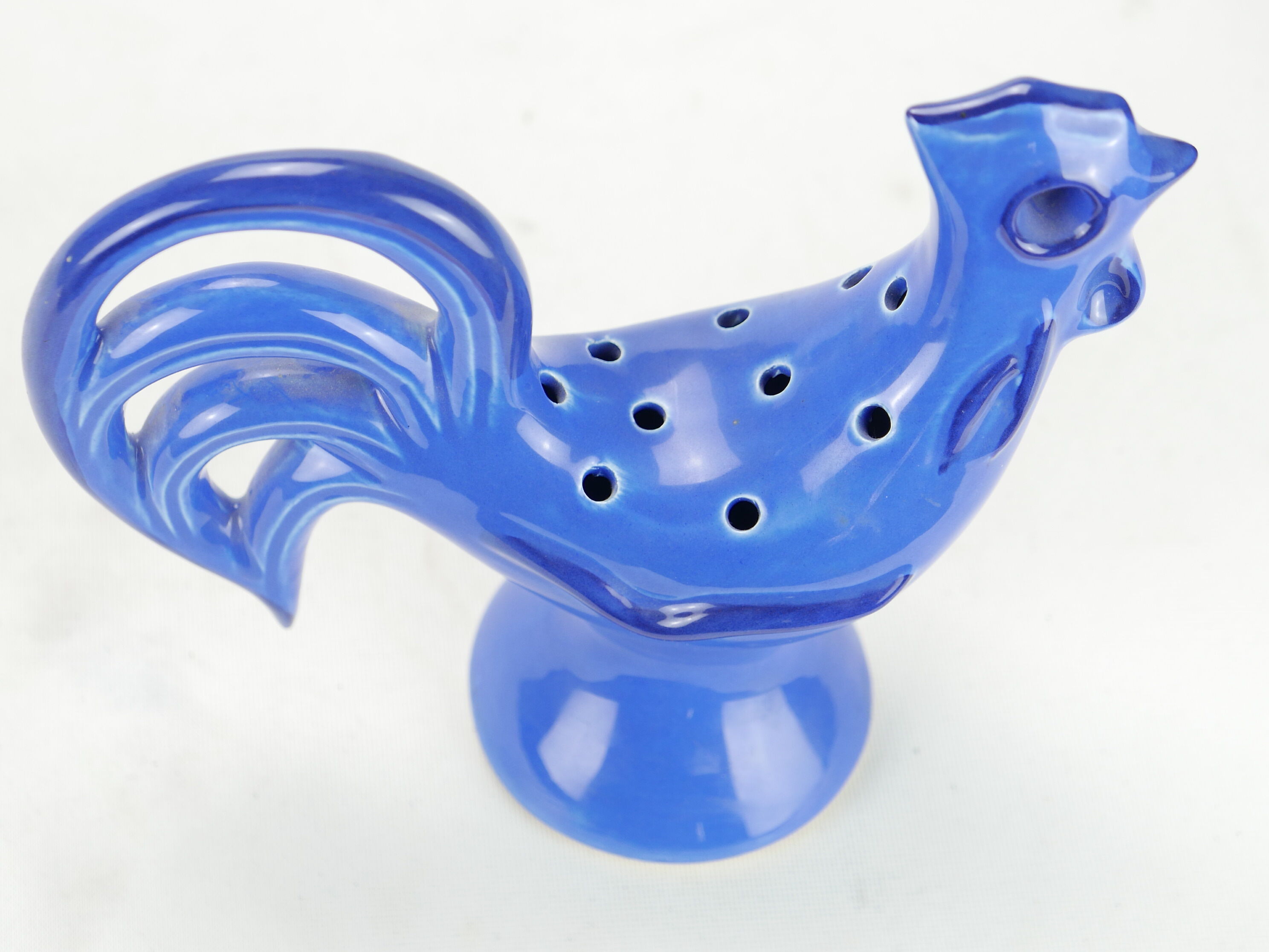 Vintage blue ceramic rooster edited by The Caves of Dieulefit