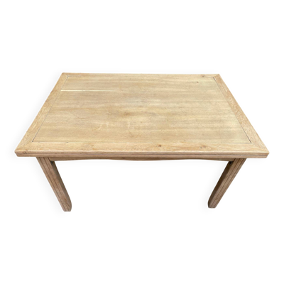 Table à manger de ferme extensible décapée en chêne massif brut 1950
