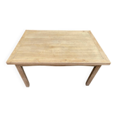 Table à manger de ferme extensible décapée en chêne massif brut 1950