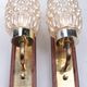 Set Wall lamps Danish teak with brass and glass.