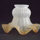 Vintage French Opaque White Glass Replacement Shade with Frilled Amber Edge