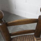 Brutalist children's chair by Charles Doudouyt 1960 oak and wicker