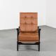 Fauteuils en bois et cuir, circa 1950