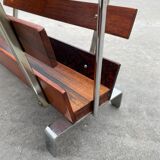 Vintage magazine rack from  rosewood and chrome design