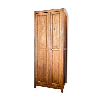 Parisian wardrobe 2 dark wood doors - 5 shelves, 1 drawer and 1 wardrobe