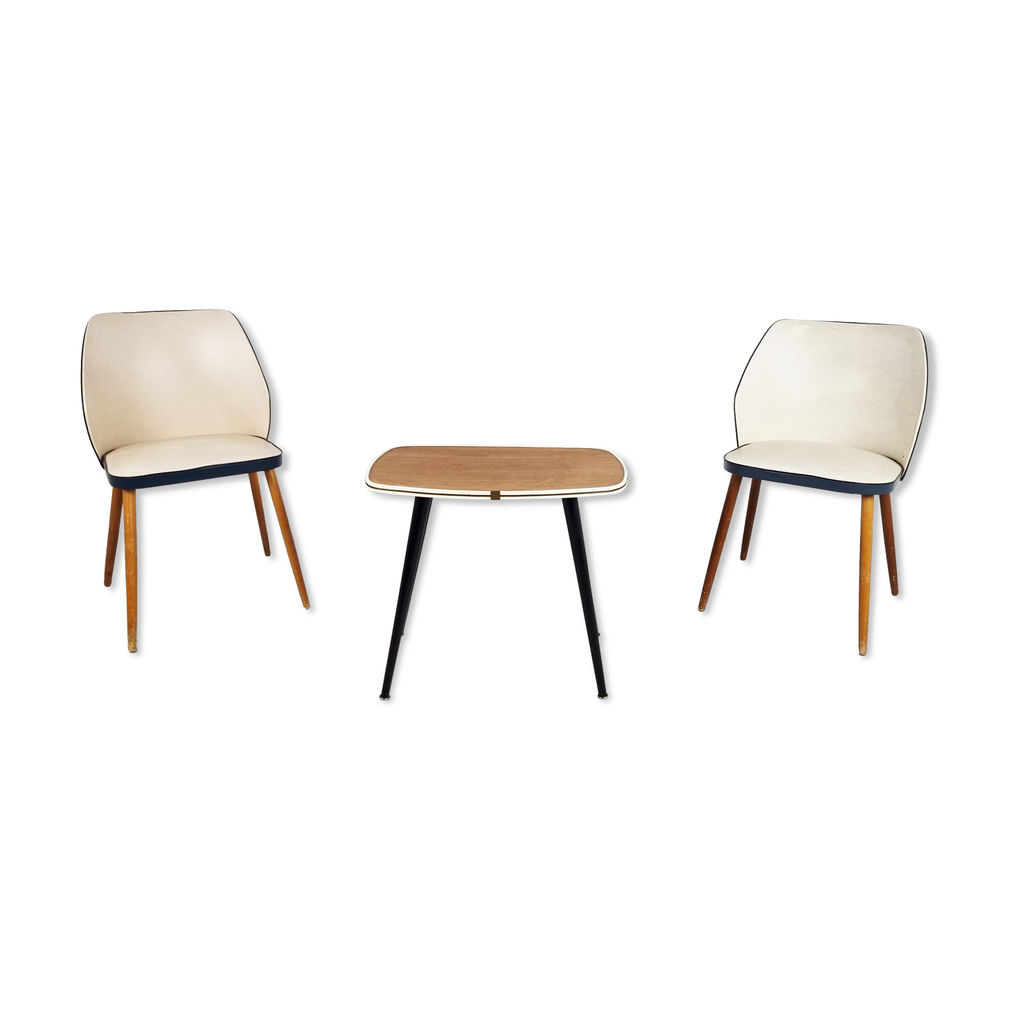 Pair of Vintage armchairs with table, 1960's Belgium