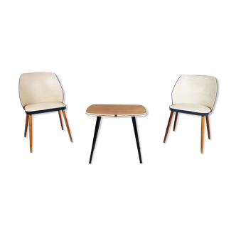 Pair of Vintage armchairs with table, 1960's Belgium