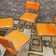 Set de 4 chaises chromées skaï orange 1970 vintage