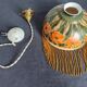 Old opaline and its tassels hanging lamp